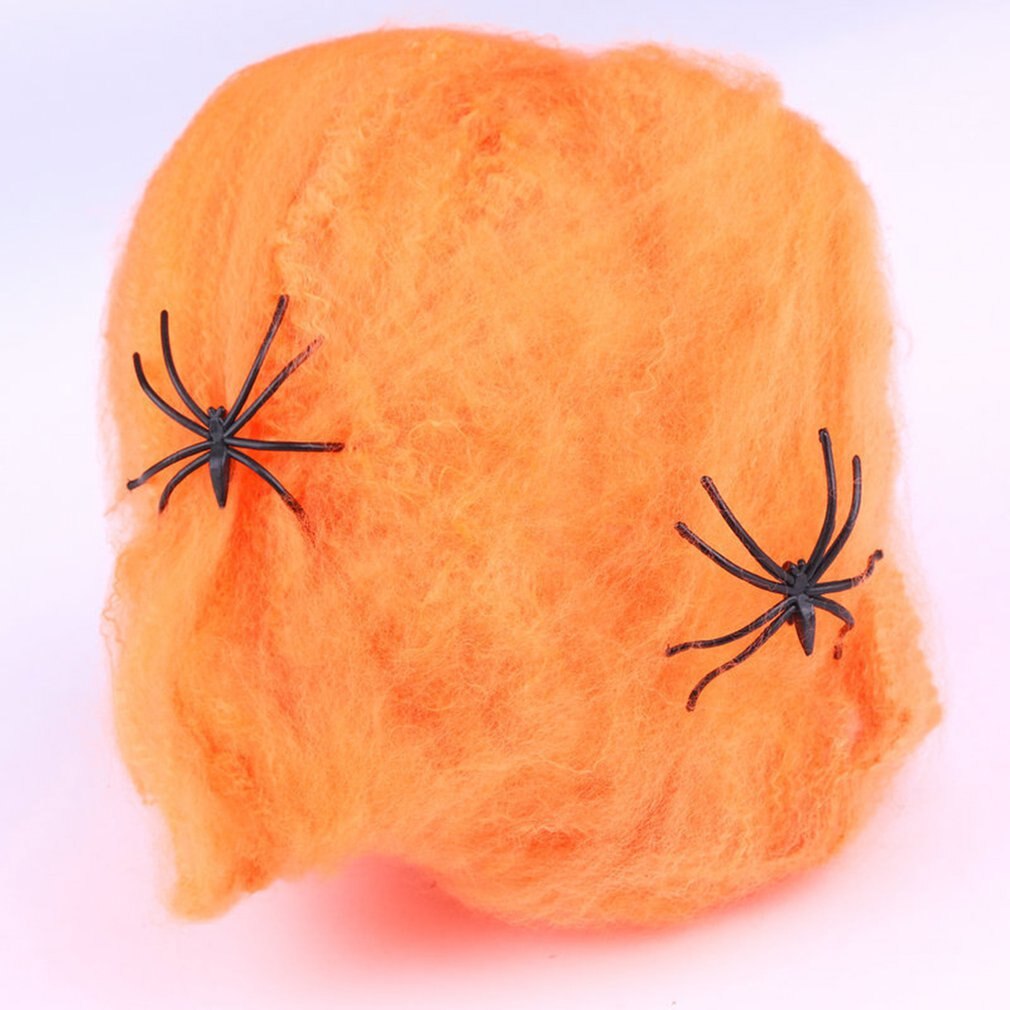 20g Halloween Scary Party Decor Stretchy Spider Web Cobweb Cotton Horror Halloween Decoration for Bar Haunted House Scene Props: Orange