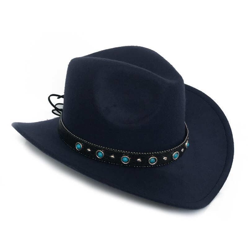 Summer Men Cowboy Hat Women Retro Vintage Turquoise Leather Strap Cowboy Cowgirl Caps Western Summer Sun Hat B87