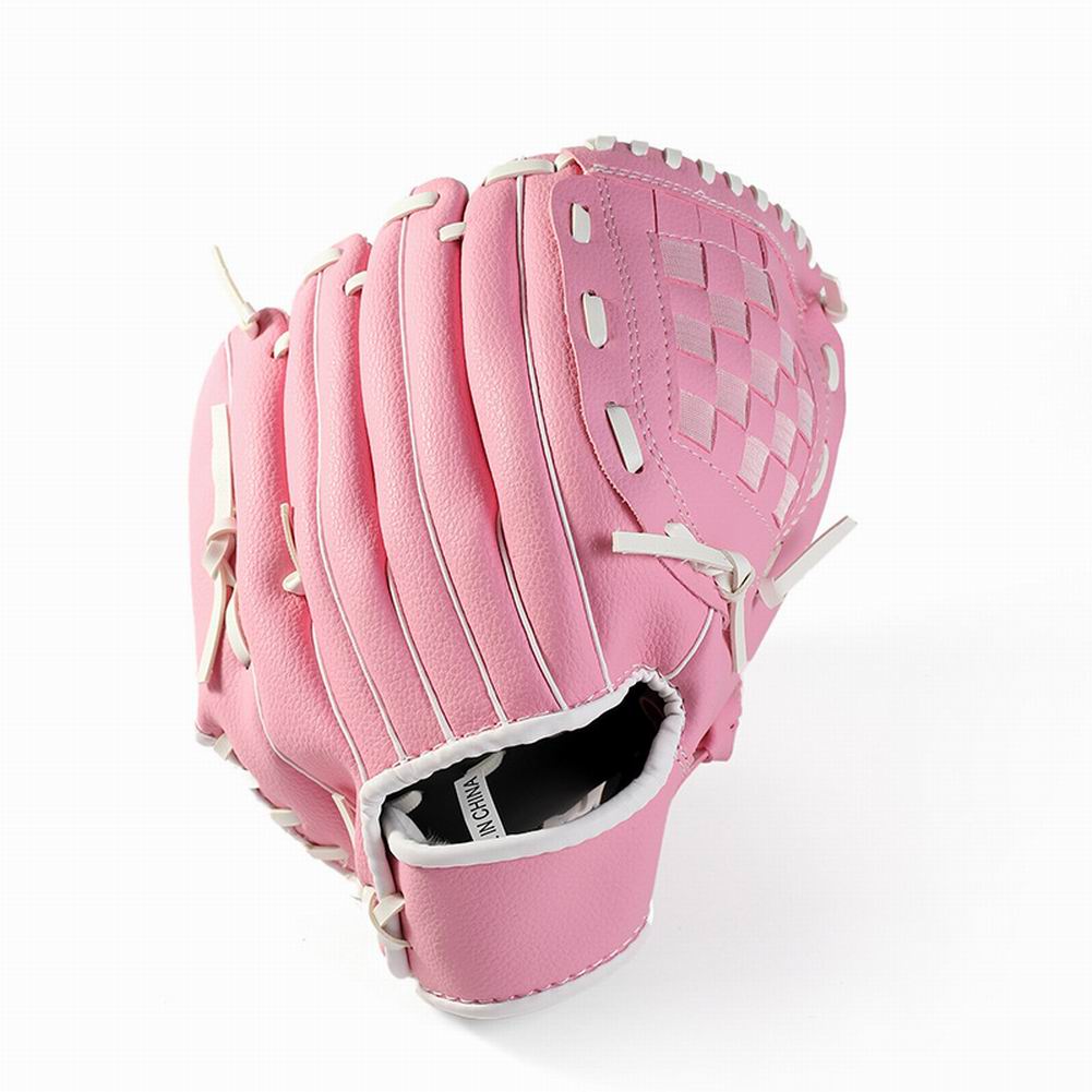 Guante de béisbol de tres colores para deportes al aire libre, equipo de práctica de Softball, tamaño 10,5/11,5/12,5, mano izquierda para adulto, hombre, mujer, tren: Rosa / 11.5Inch