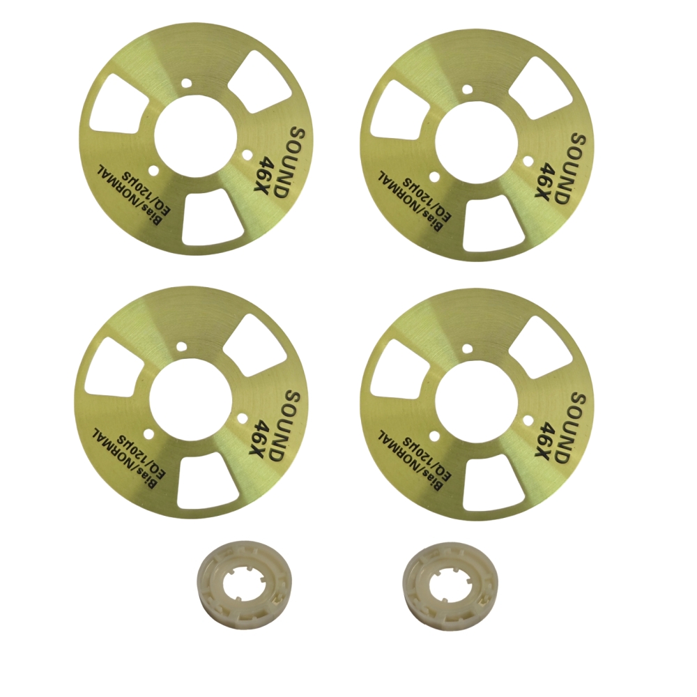 DIY zelfgemaakte muziek maken Open Reel Cassette Tape Kit Audio-opnamecassette voor TEAC (pak van 4 rollen + 2 wielen): Army Green