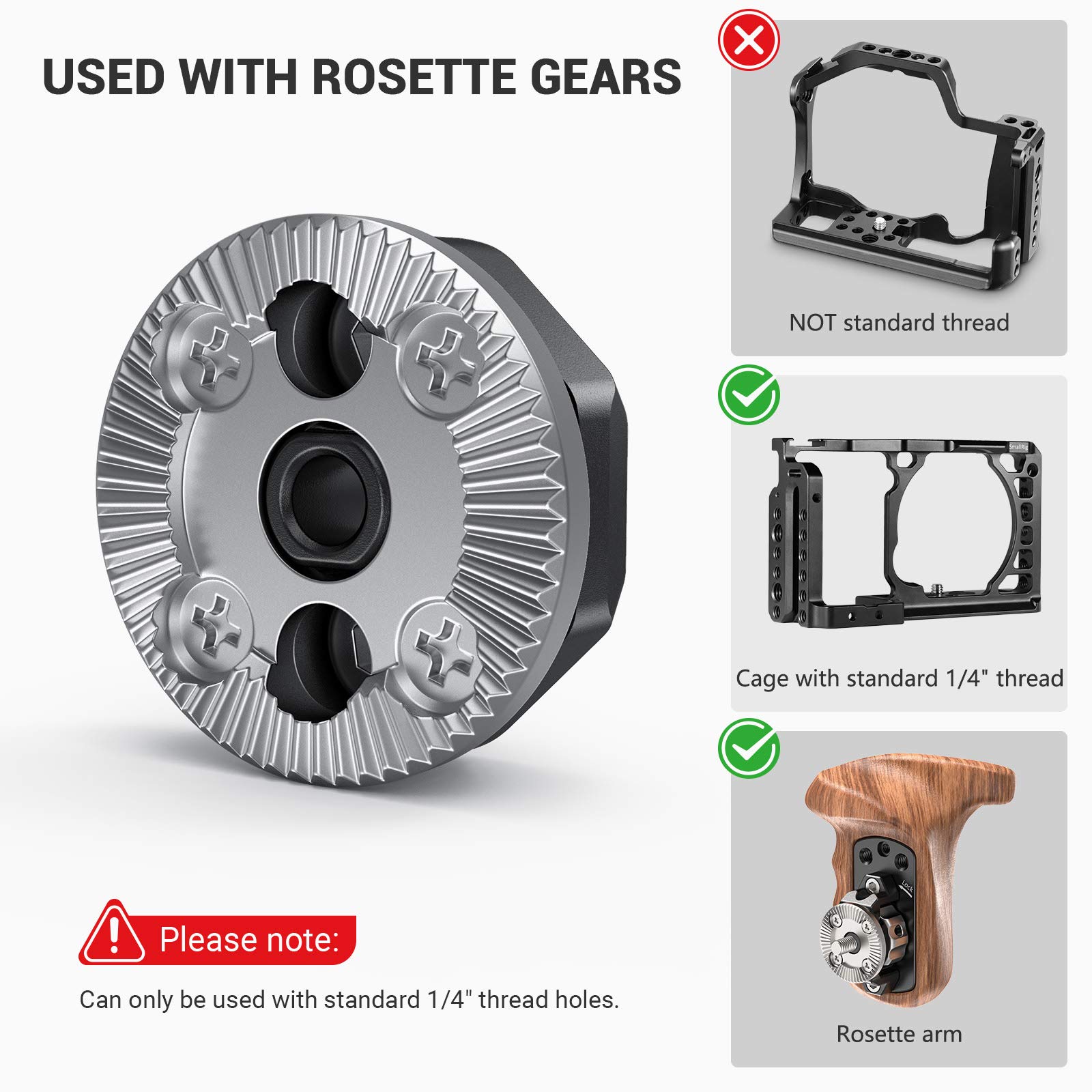 SmallRig Arri Standard Rosette Bolt-On Mount (M6 Thread) attach w/ Camera Cage Arri Rosette Handle Grip eg bmpcc 4K 6K Cage 2804