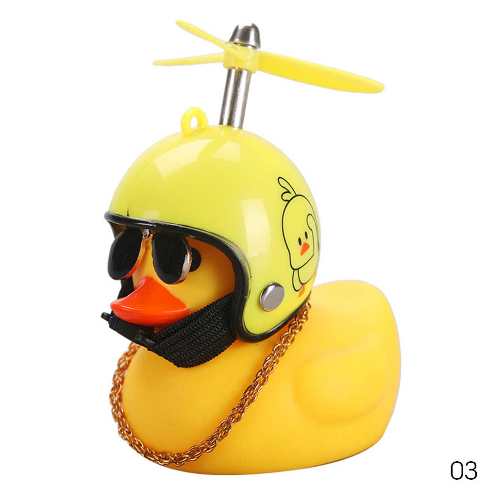 Populaire Kleine Gele Eend Auto Ornamenten Grappige Zonnebril Wind-Breaking Eend Met Propellor Helm Motor Paardrijden Fietsen Decoratie: Duck