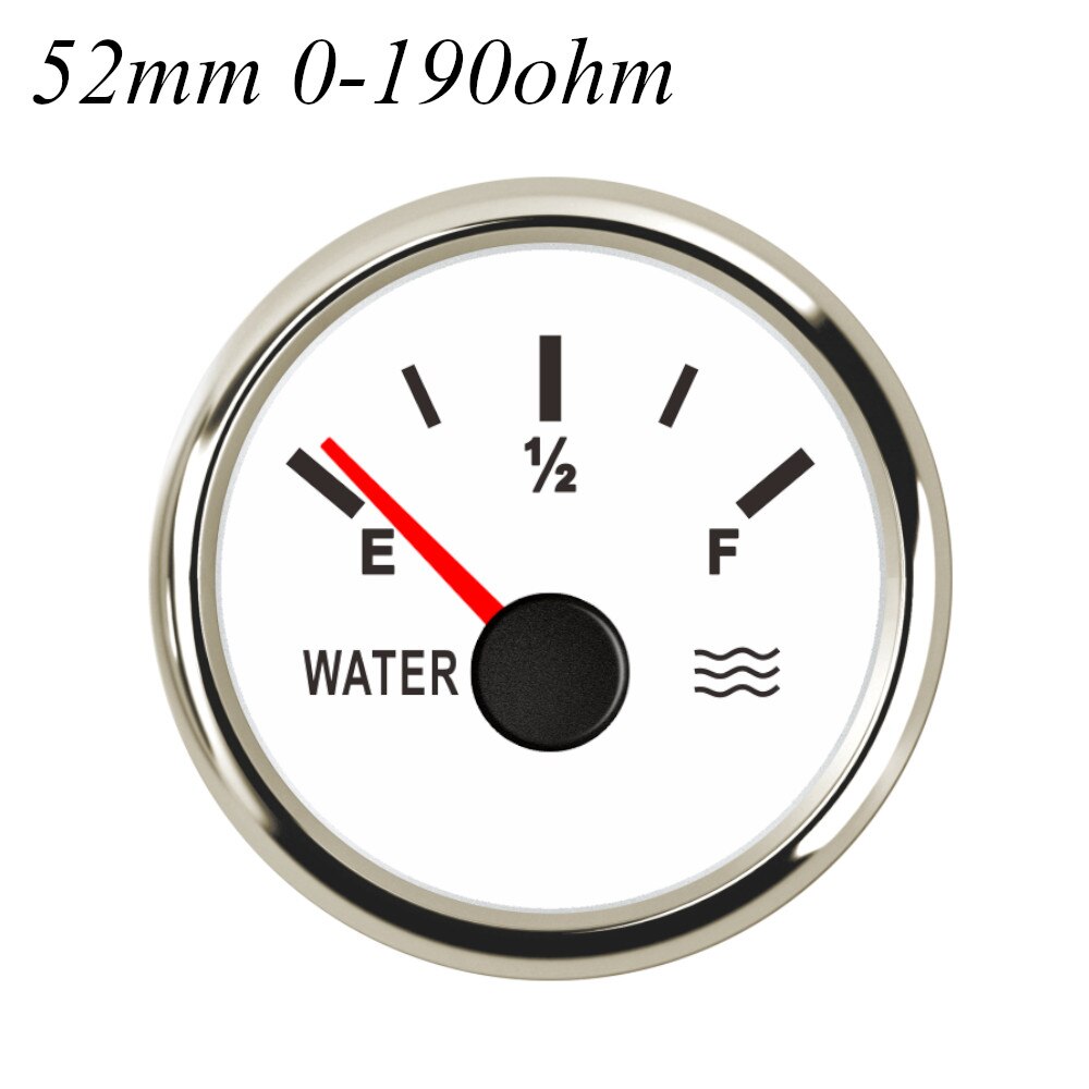 52mm vanntette marine vannstandsmåler 0-190 ohm rustfritt stål båt vanntank nivå indikator måler jolle tilbehør 9-32v