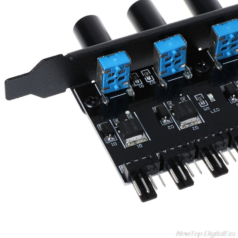 PC 8 Channels Fan Hub 4 Knob Cooling Fan Speed Controller for CPU Case HDD VGA PWM Fan PCI Bracket 12V Fan Control Power Supply