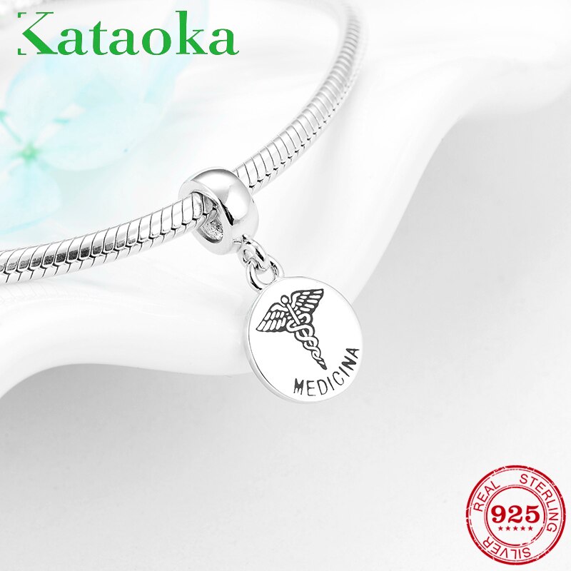 925 Sterling Silber MEDICINA knapp Feine Anhänger Medizinische zeichen Reize Für Schmuck machen passen Original Kataoka Charme Armbinde