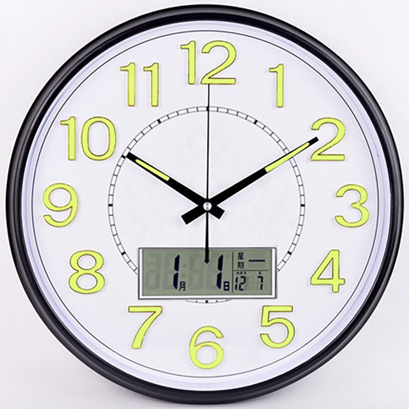 Mute vægur moderne stort natlys ur quartz dekorative digitale wanduhr vægmaleri vægure: 38cm stil 11