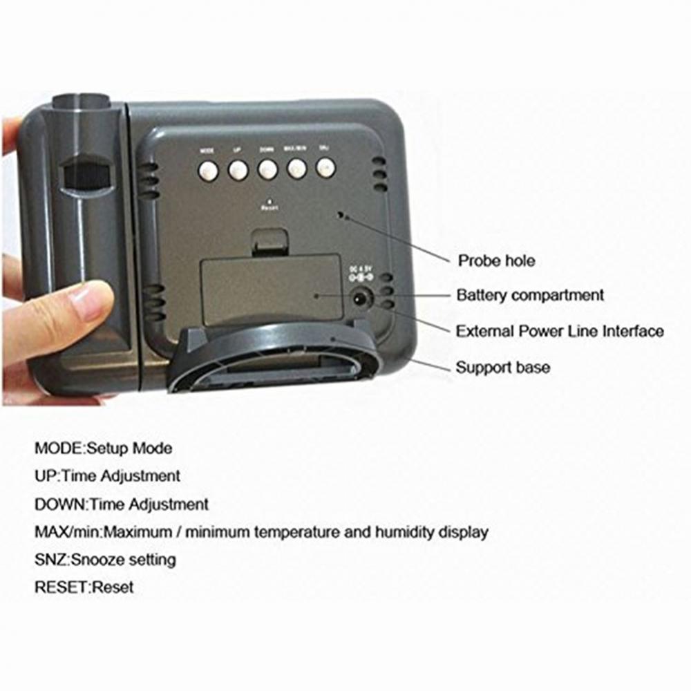 LED Color Screen LED Digital Alarm Clock Backlight Weather Projection Desktop Alarm Clock Home Office LED Desktop Digital Clock