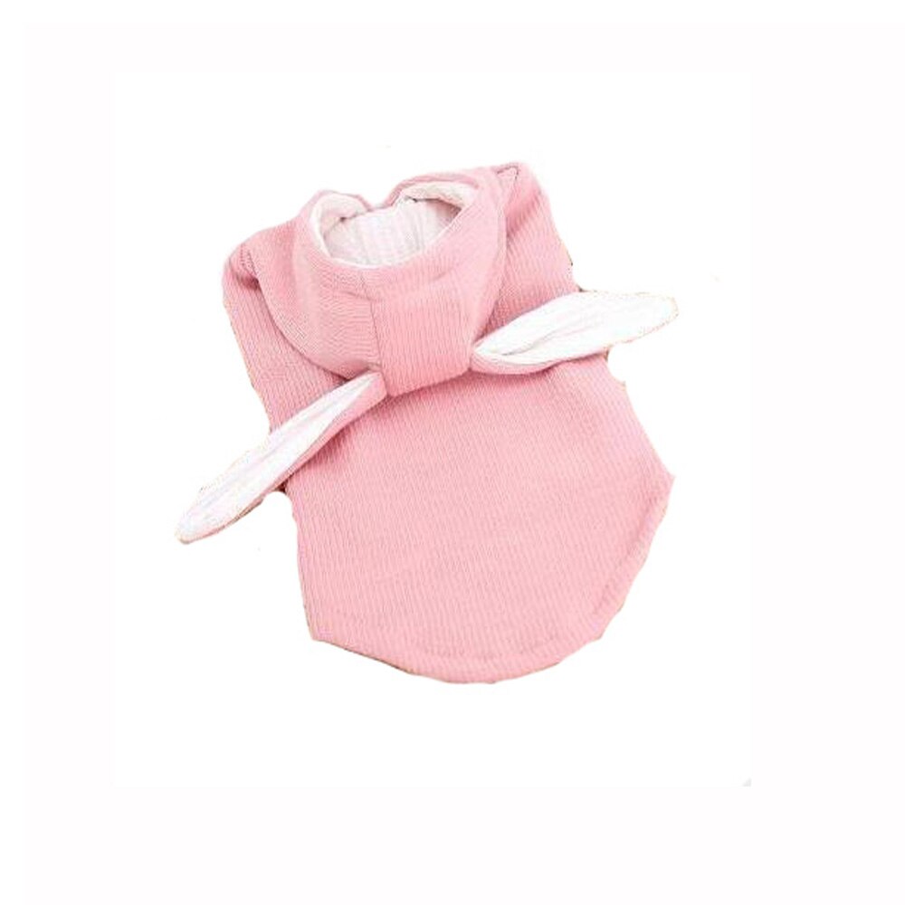 Sudadera con capucha para mascotas, ropa para gatos, atuendo de conejo con Orejas de conejo, suéter de punto para perros pequeños, primavera y otoño: Rosa / XS