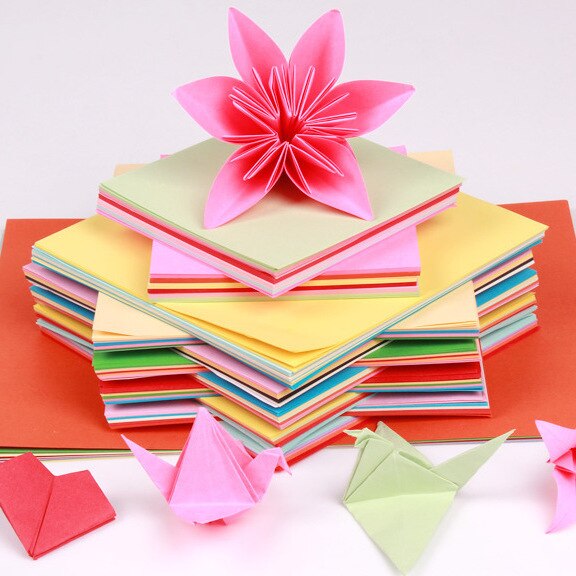 Origami papir farve hårdt pap firkantet origami papirskåret brevpapir multi-purpose håndværk 10 farver: 15 x 15cm 100pc