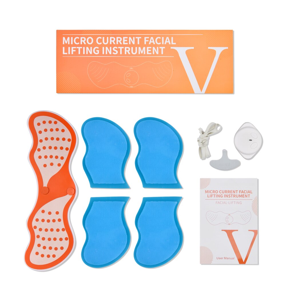 Dispositivo de estiramiento facial EMS V, máquina de cinturón de elevación de mentón, herramienta de adelgazamiento, masajeador, terapia de fotones LED roja y azul, vibración de calor galvánico: EMS Sticker