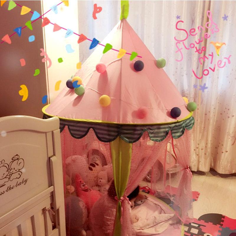 Kinder Zelt Klapp Tipi Mädchen Junge Rosa Spielen Haus Tipi Tragbare Zelte Prinzessin Schloss Aktivität Fee Haus