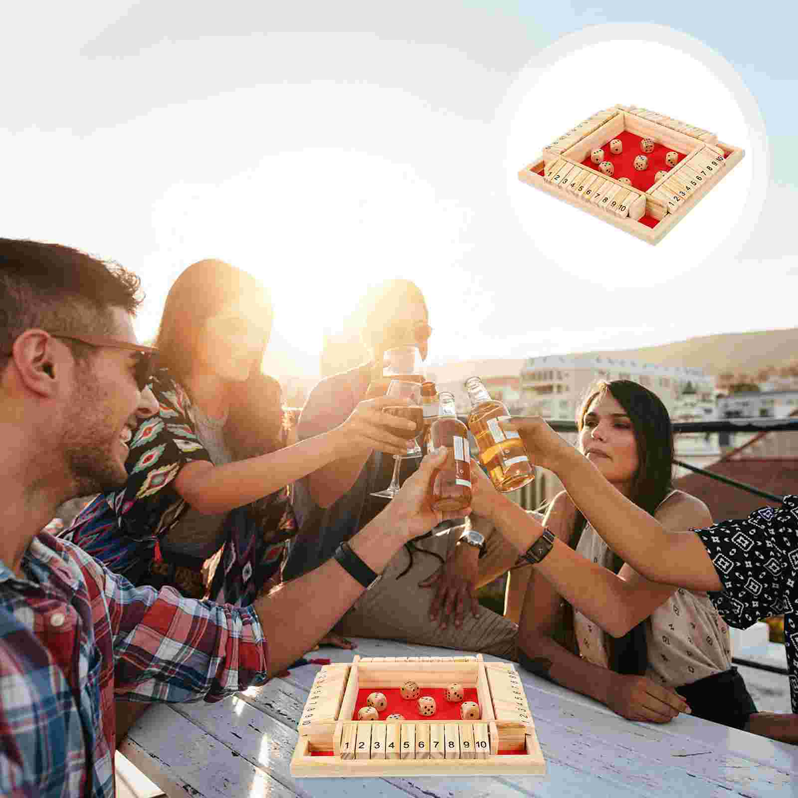 1 Set Shut The Box Game Fine Party Safe 4 Player Drinking Game Party Supplies Prop: Red