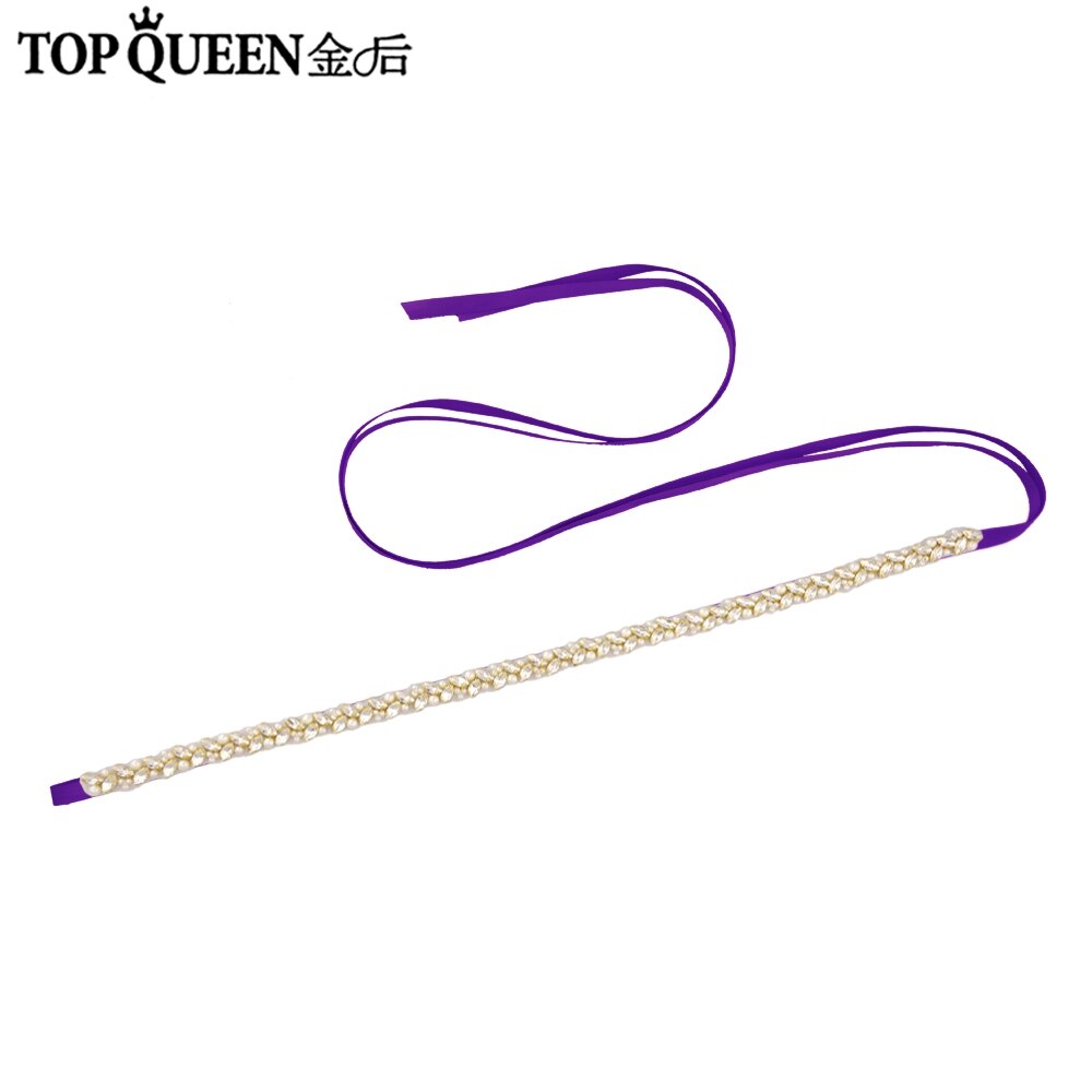 Topqueen S383-G Trouwjurk Riem Goud Strass Riem Bruids Riem Dunne Riemen Party Riem Vrouwen Riemen Luxe Riem Sieraden: purple