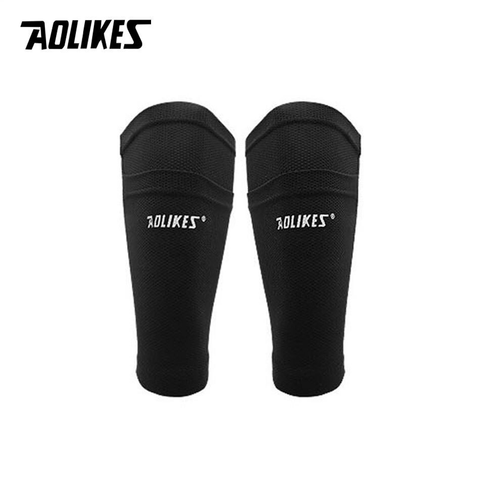 AOLIKES 1 Pair Soccer Protective Socks Shin Guard With Pocket For Football Shin Pads Leg Sleeves Support Adult Calf Support Sock: Black / S