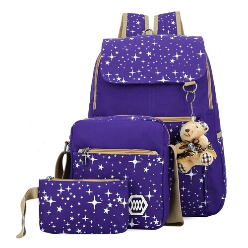 Canvas Backpack Women Men Large Capacity Laptop Backpack Student School Bags for Teenagers Children Travel Backpacks Mochila: PURPLE