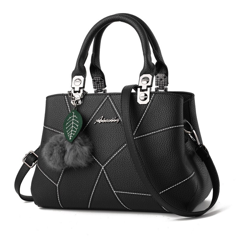 Mode Vrouwen Schoudertassen Pu Lederen Lock Flap Handtas Riem Wilde Crack Afdrukken Plaid Lady Mini Messenger Bag: Black