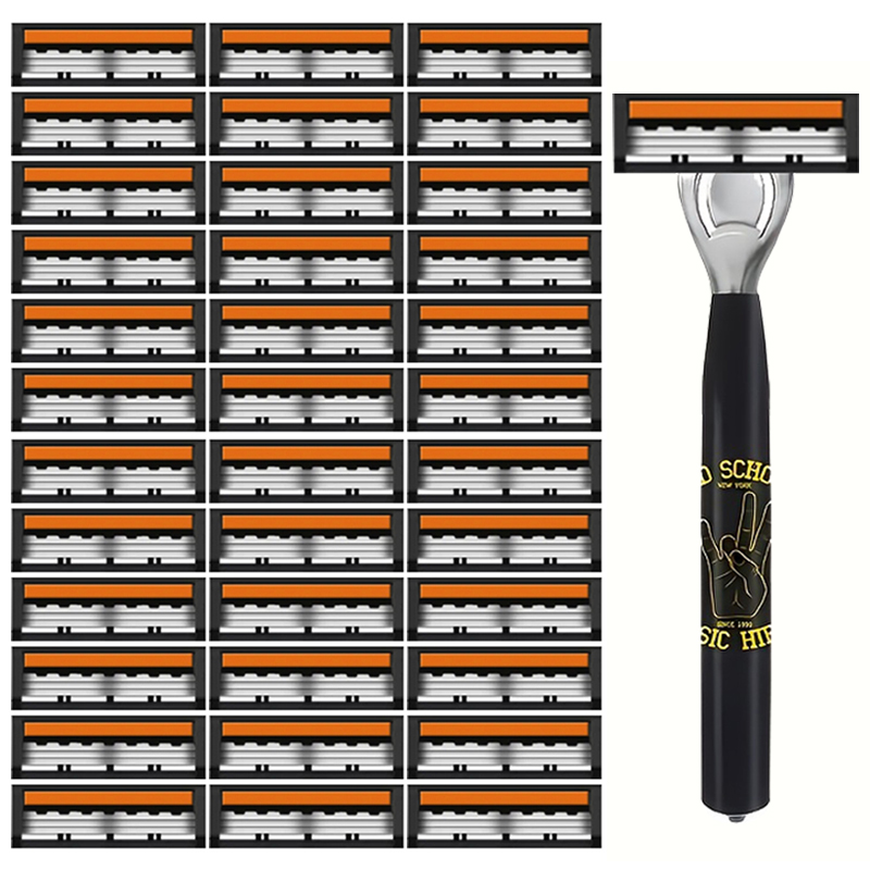 Lames de rasage pour hommes lame à trois couches rasoir de barbier rasoir de sécurité réutilisable lame importée lames de changement de tête multi-outils: WHITE