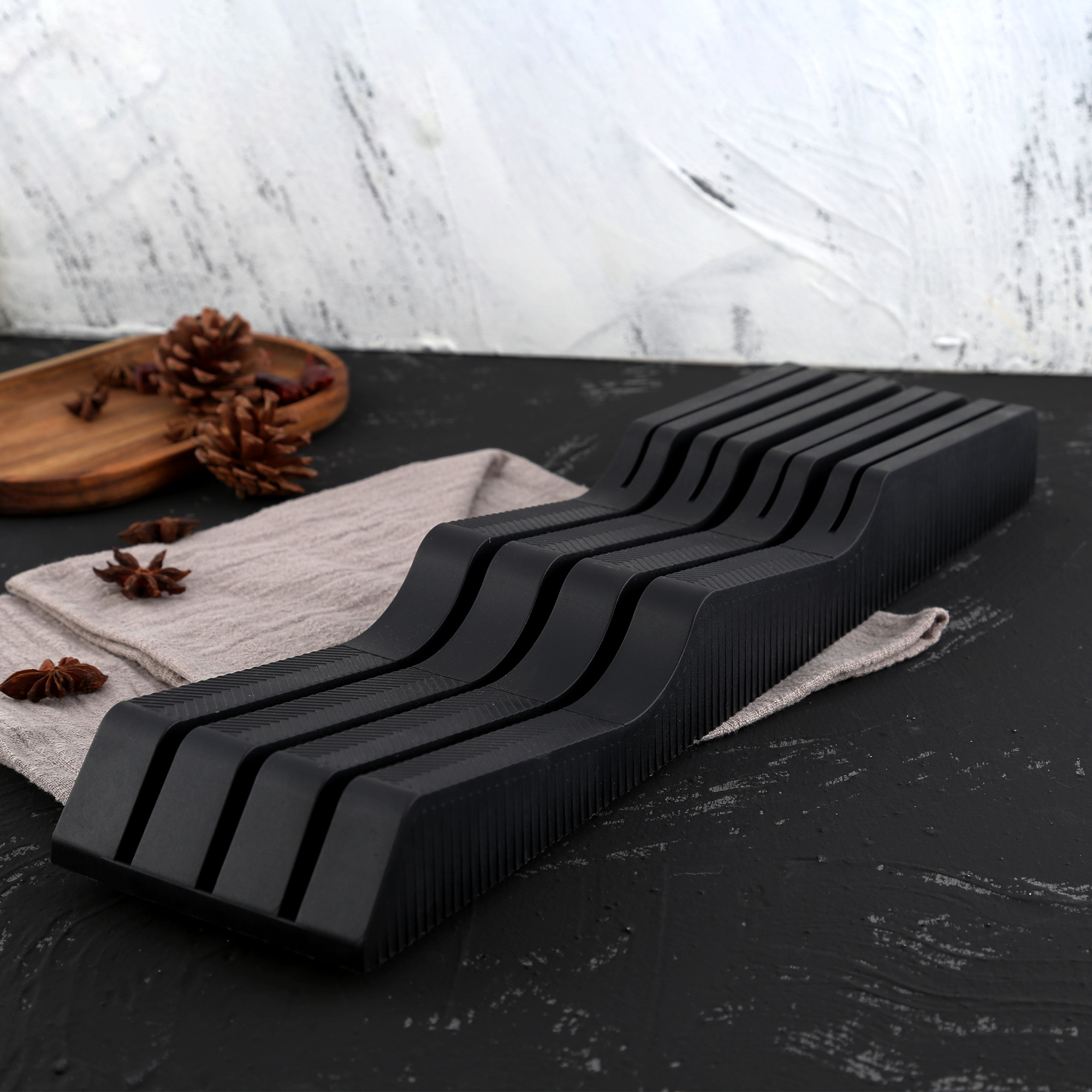 2pcs Chef Knife Holder Drawer Plastic Knives Storage Shelf Kitchen Accessories Tools Knife Stand Organzier Drawer Knife Holder