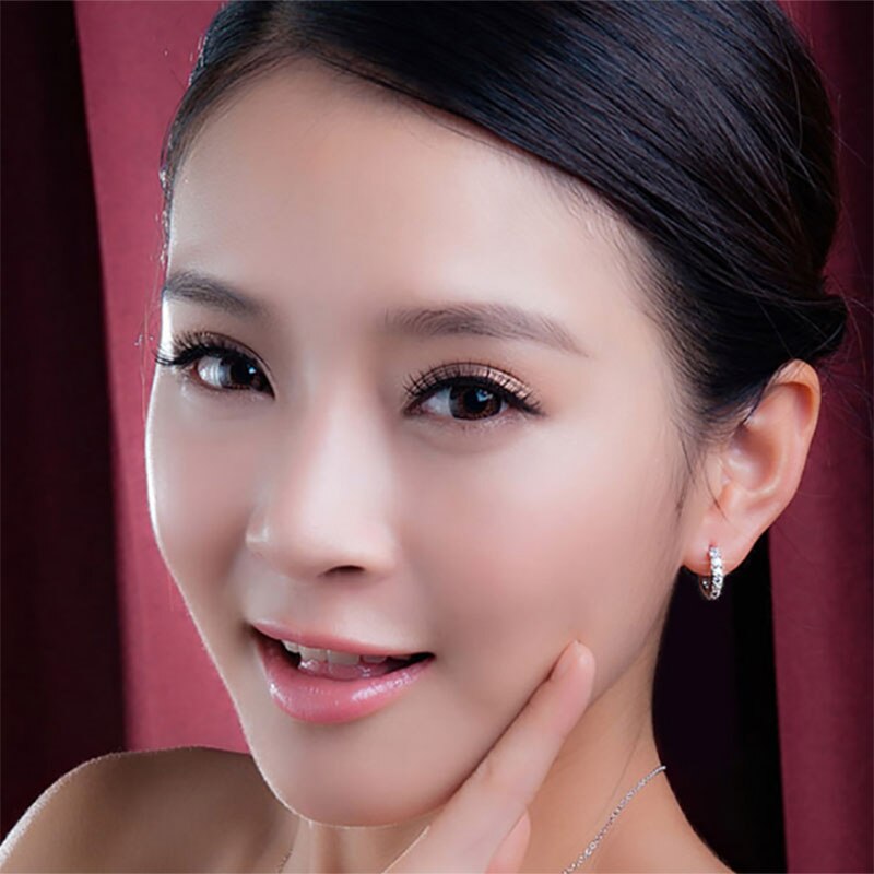 Foxanry Frizzante Singolo 925 Sterling Silver Orecchini Con Perno Per le donne Singola Fila Zircone Orecchino Dei Monili Del Partito Prevenire L'allergia