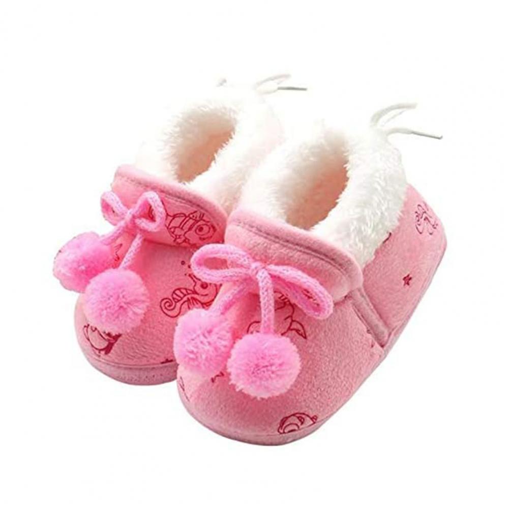 Herfst Winter 0-1 Jaar Oude Baby Meisjes Puffer Bal Zachte Tong Warme Peuter Schoenen Snoep Kleur Harige Laarzen kinderen Jaar: Roze / 13