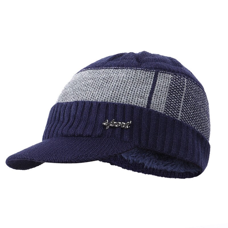 Fending luksus todelt hat og tørklæde mænds strikket hat tørklæde efterår og vinter plus fløjl hat hals uld hat sl -07: 7