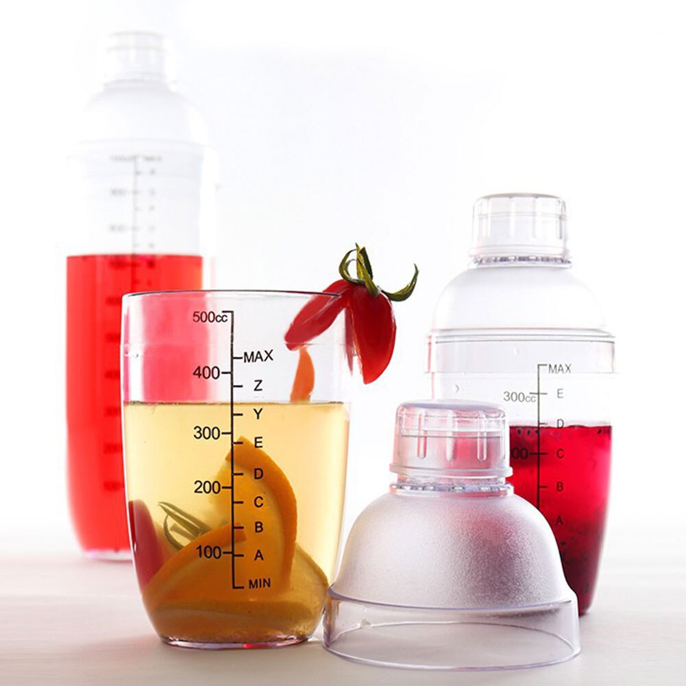 Home Portable Coffee Transparent Wine Mixer Party Resin Beverage Cocktail Shaker Drink Bar Tools Barware Bottle With Scale
