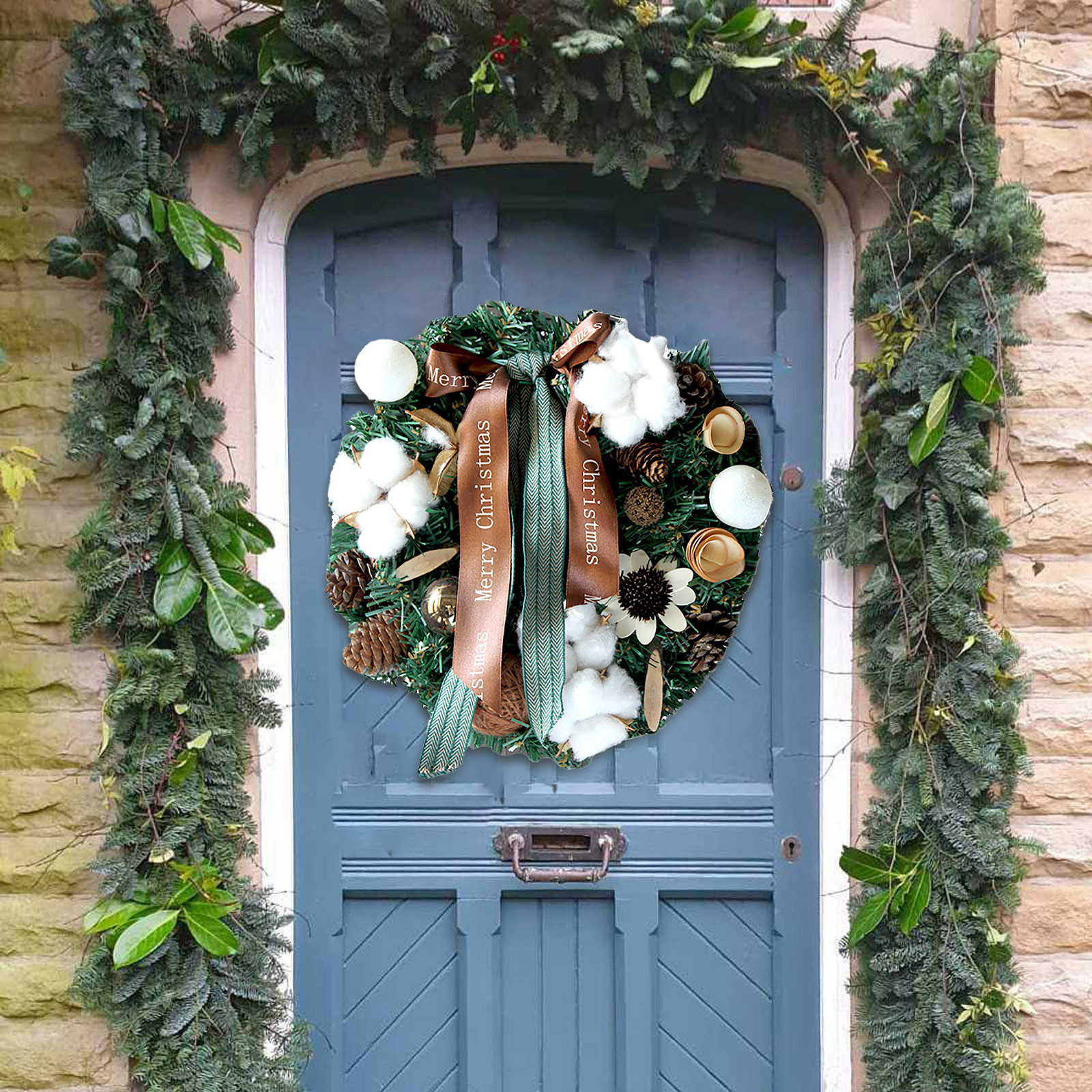 Kerstkrans Raam Deur Muur Decoratie Locatie Lay-Out Rekwisieten Krans Decoratie Deur Opknoping Kerstkransen Voor Voordeur: Bordeaux