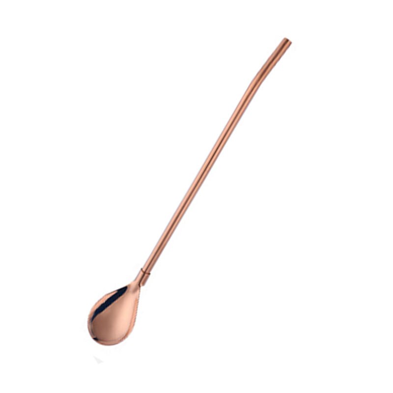 1Pc Lange Twisted Stro Lepel Draagbare Goud Thee Scoop Herbruikbare Gekleurde Rvs Rietjes Cocktail Koffie Roeren Lepel: whorl rose gold