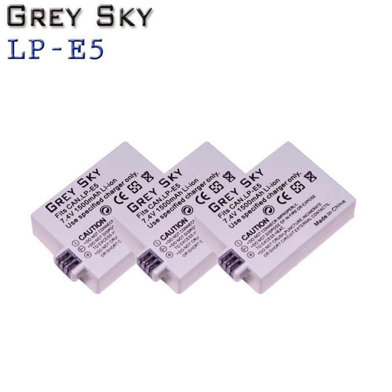 Bateria lp e5 para canon eos 3 pçs, 1500mah modelo de música, modelos reflexional t1i, phoenxsi, 1000d, 500d, 450d, kiss x3, x2, f + carregador: 3 battery