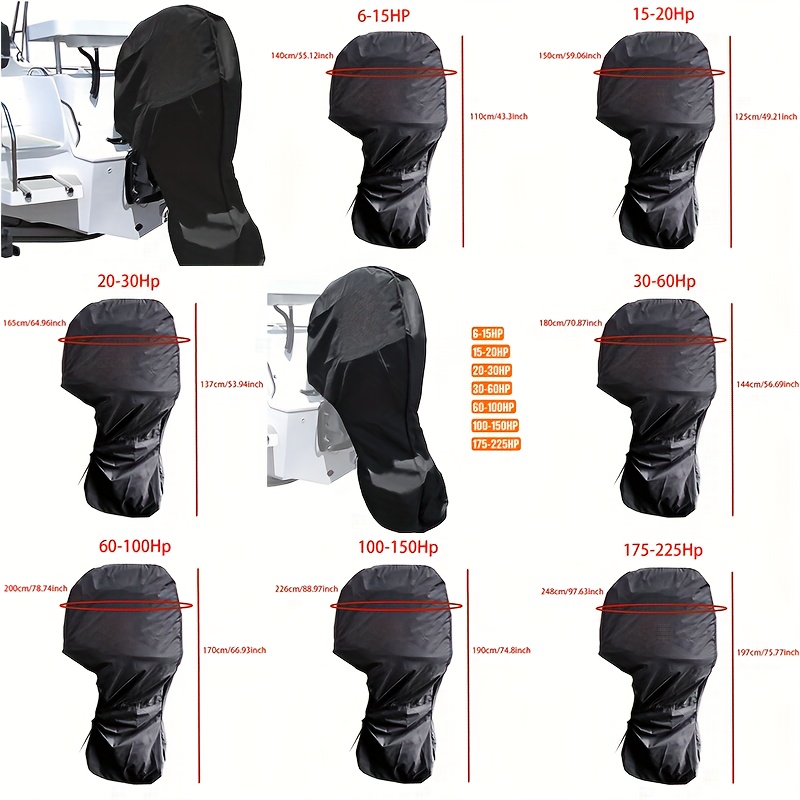 1pc Engine Boat Cover PA Waterproof Rainproof Boat Cover, 420D Boat Cover 6-225HP, Waterproof Rainproof Rowing Boat Cover