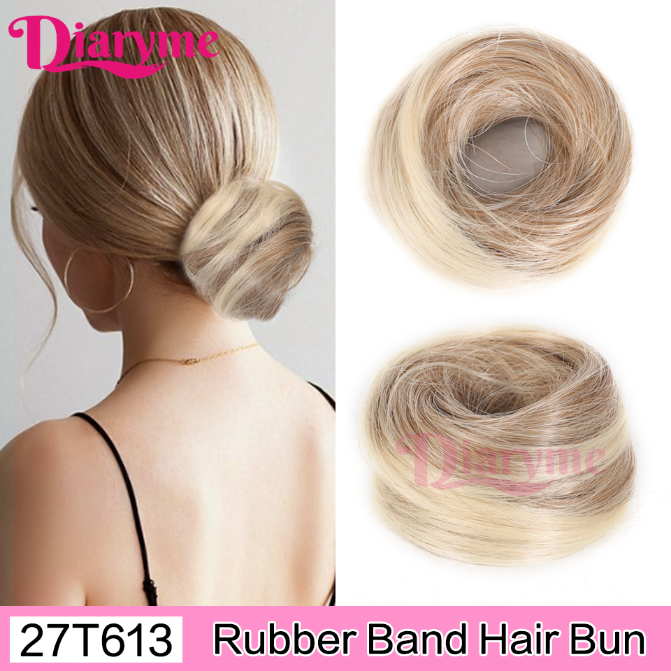 Cabelo sintético coque mulher em linha reta updo laço de cabelo elástico de borracha chignon extensões de cabelo faixas de cabelo natural fo: #35