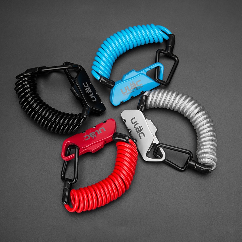 ULAC Helmet Lock & Cable Mini Portable Spring Combination Cable Lock Senior Travel Luggage Locks Motorcycle Scooter Helmet Lock