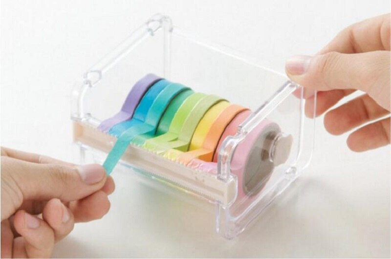 HKYSHP Desktop tape packaging cutter tape storage box mini tape storage box storage seat school office supplies