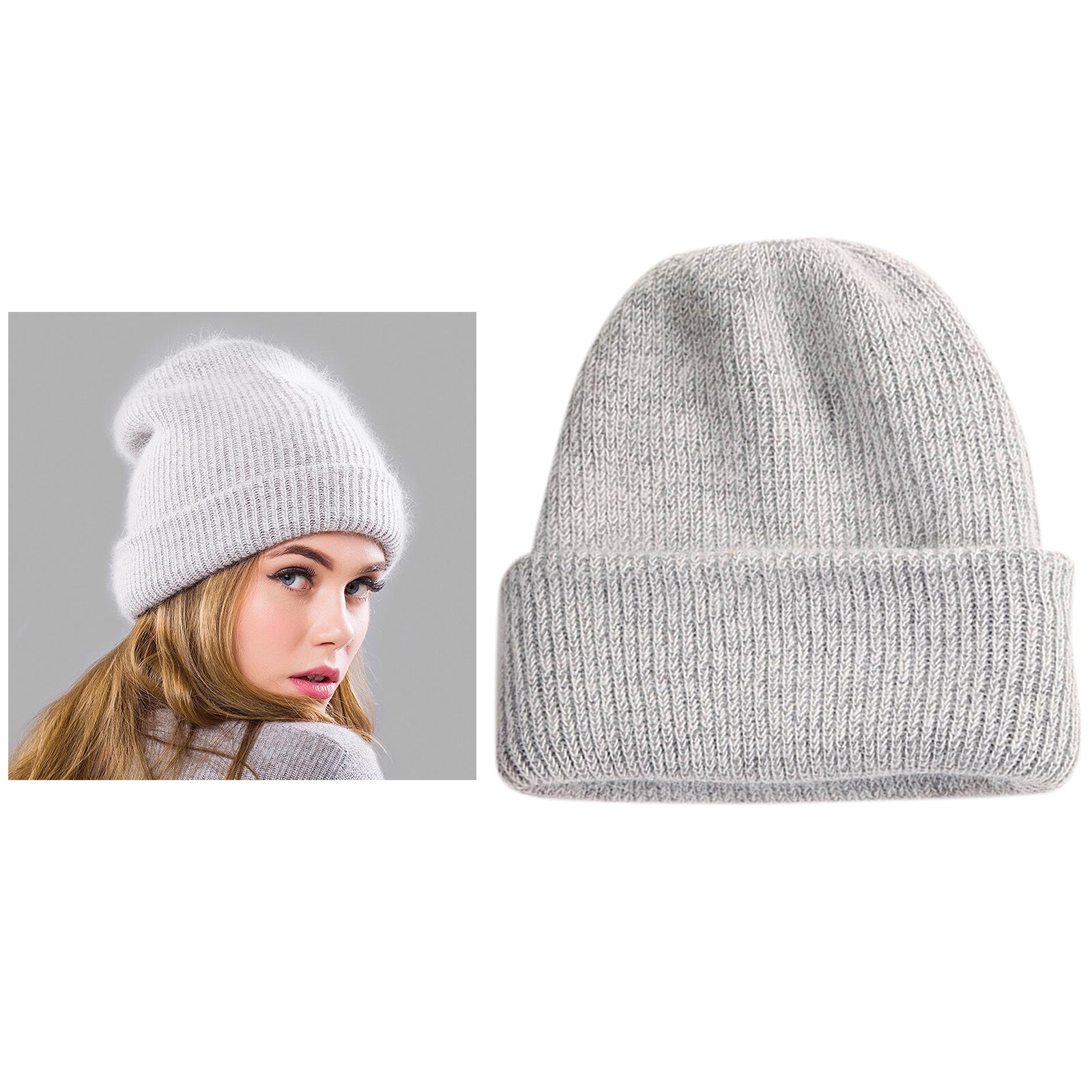 Winter Hats Knitted Beanie Hat Cashmere Autumn Bonnet Unisex Cuffs Beanie