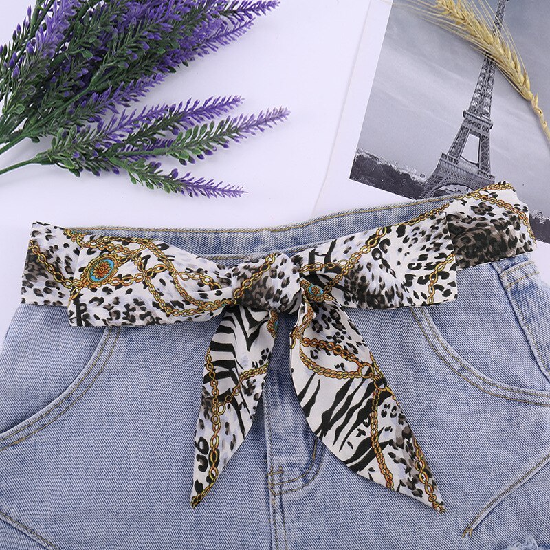 Tela anudada con estampado de flores a rayas para mujer, cinturón de gasa, lazo estampado, cuerda para vestido, abrigo, cintura, pretina femenina decorativa: 4