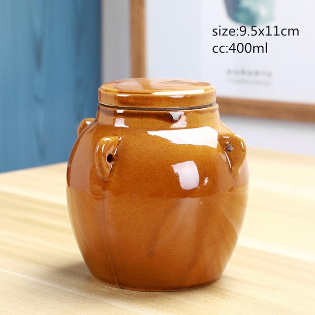 Retro Style ceramic Tea jar Honey jar Pickled Sauerkraut Cabbage Radish Container Food Seal Storage Jar Kitchen Accessories: 1600ML capacity