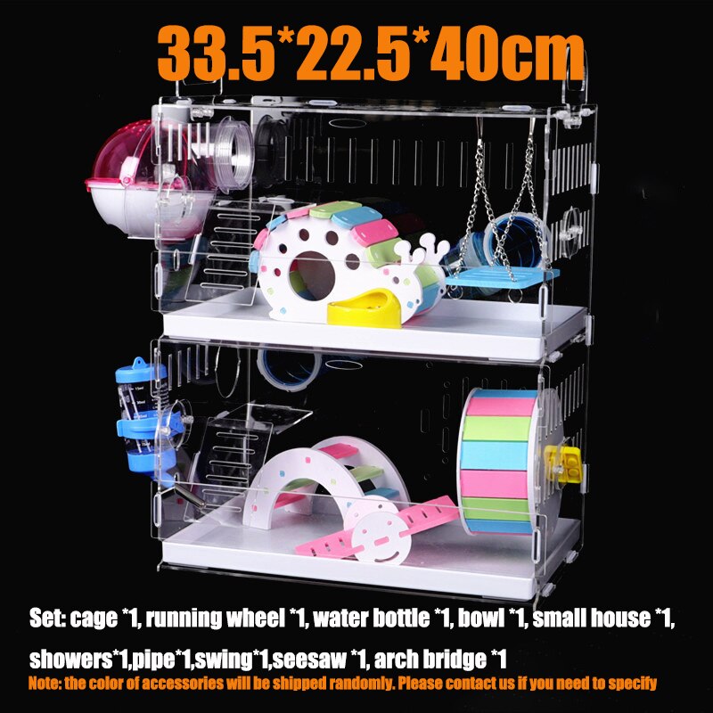 Transparent acrylique Hamster maison petite Cage pour animaux de compagnie surdimensionné Villa cobaye base Cage jouet fournitures paquet nid avec le tuyau