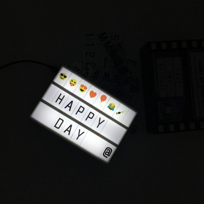 A4 Led Night Light Box with DIY Black Letters Table Lamp A5 A6 Acrylic Cinematic Light Box AA Battery Art Desk Lights
