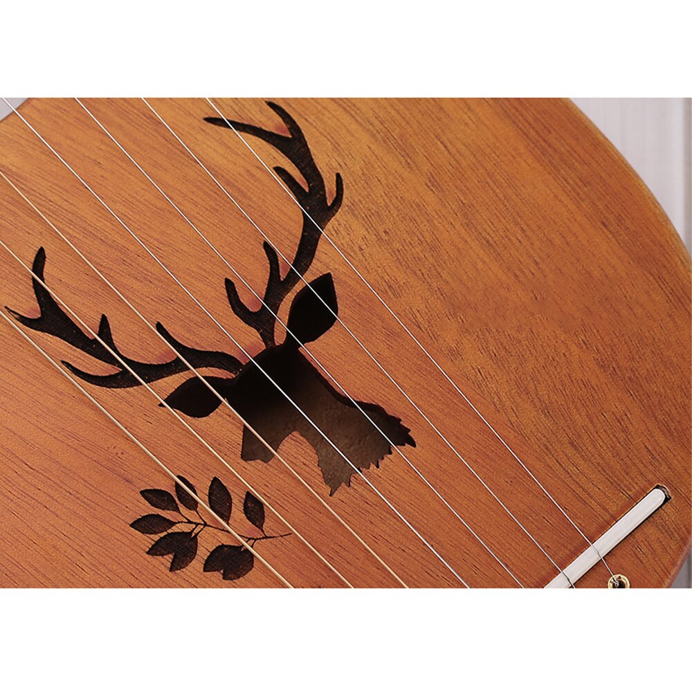 7 Strings 7-String Lyre Harp Lightweight With Tuning Tool Mahogany 7-String Lyre Harp Solid Wooden With Tuning Tool