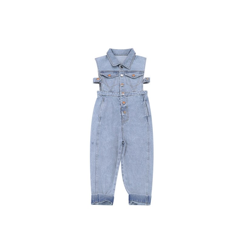 Baby Meisjes Denim Overalls Zomer Mode-koreaanse Stijl Jumpsuits Kinderen Denim Broek Tiener Kleding 4-14Y Ws1682: 10