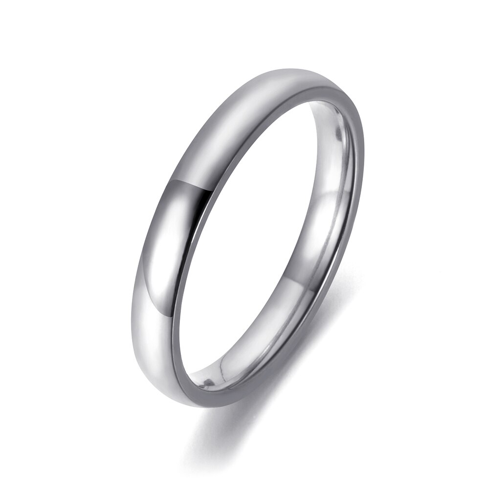 ZooMango Trendy 3mm Breed Gladde Paar Engagement Ringen Rvs Simple Wedding Ring Sieraden Voor Vrouwen Mannen Anneau ZR18058: 9 / Steel