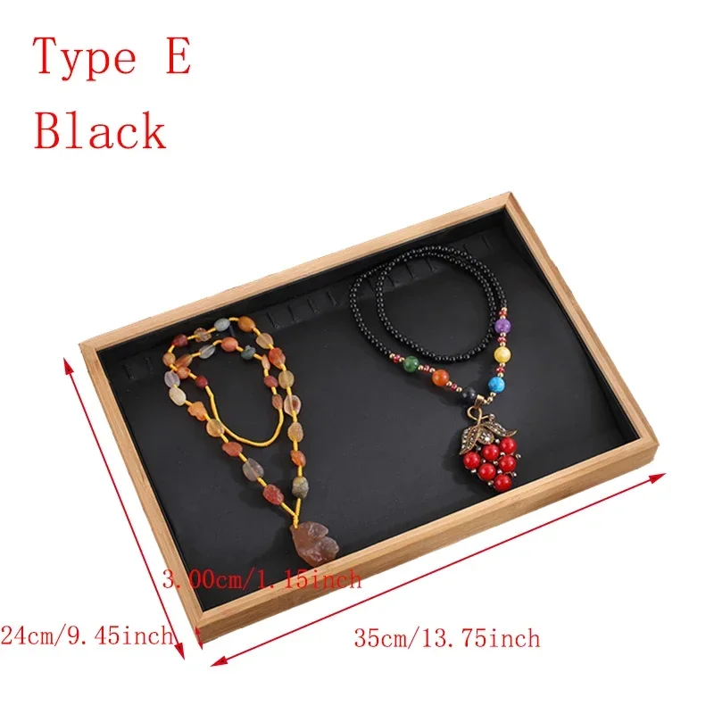 PU Leather Bamboo Jewelry Display Tray Necklace Bracelet Bangle Rings Earrings Display Jewelry Organizer Holder Showcase: Khaki