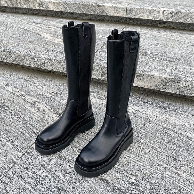 Knee High Boots Platform Women Shoes Chunky Black ... – Grandado