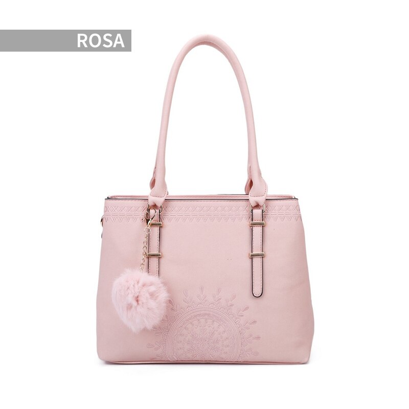 Giovanna Milano Bolso mediano de hombro con cremallera y bordados bohemian para chicas Bolsos de mano dibujo totem embossing atrapasueños vintage bolsillo compartimiento escolar viaje oficina casual mujer T10861: Rosa