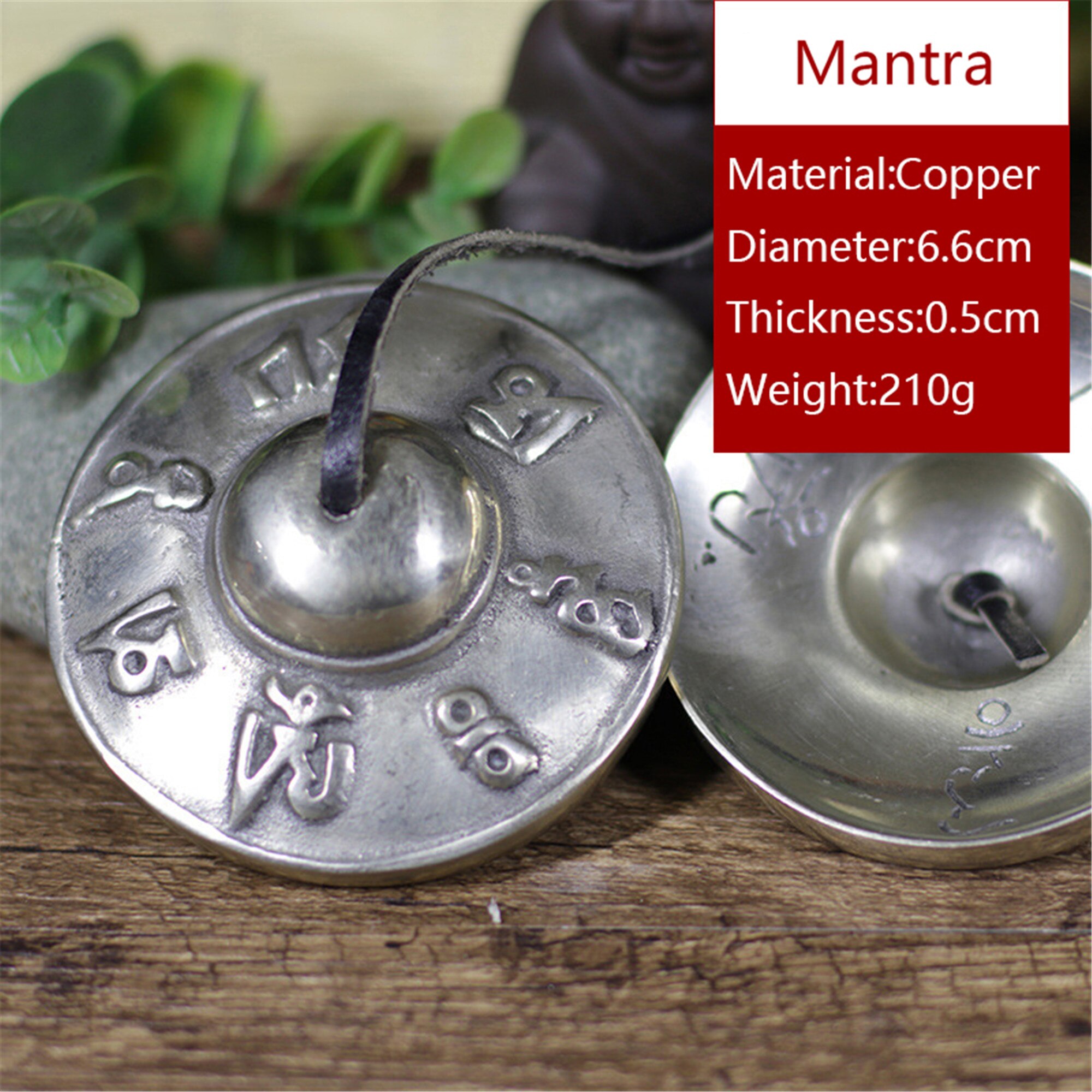Campanilla de Tingsha tibetana hecha a mano con Om/nube de la suerte/Mantra, platillos de nepalí, el mejor para sanación de sonido de meditación: Mantra(copper)