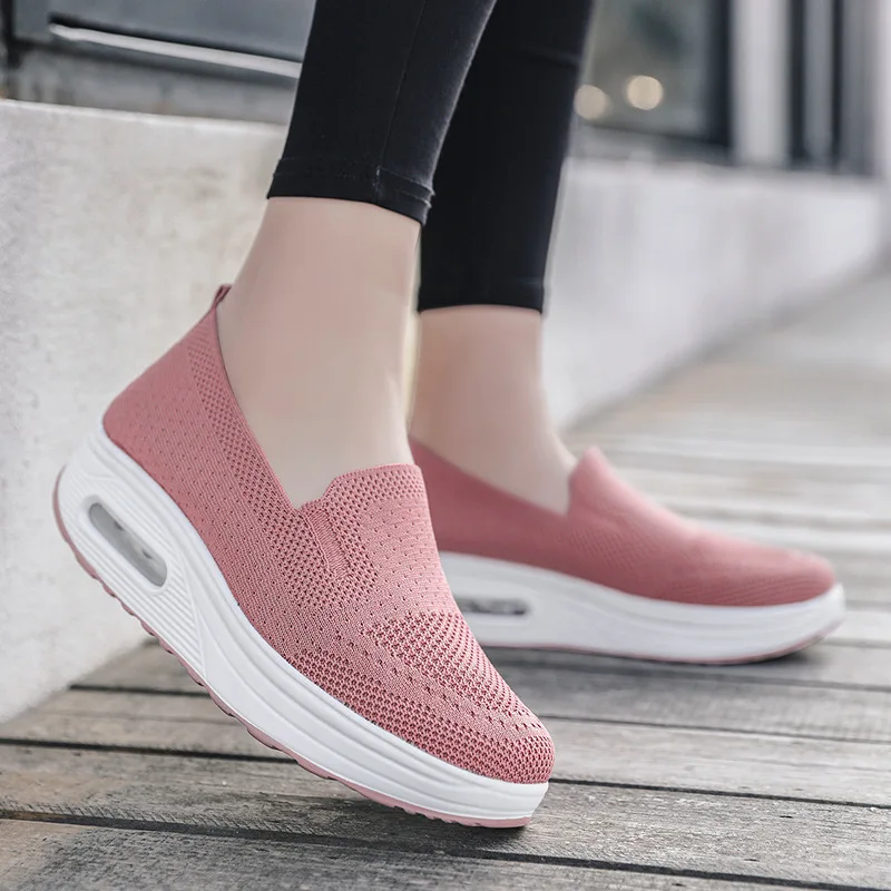 Primavera otoño zapatos oscilantes de mujer mocasines de malla para mujer plataformas planas zapatos de mujer cuñas zapatos de mujer zapatillas de deporte con aumento de altura