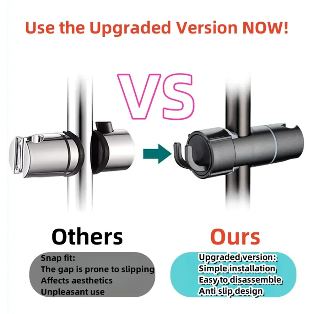 ABS Adjustable Shower Head Holder Shower Holder Clamp Showerhead Rail Slide Bracket Bathroom Accessories Rotation Hook