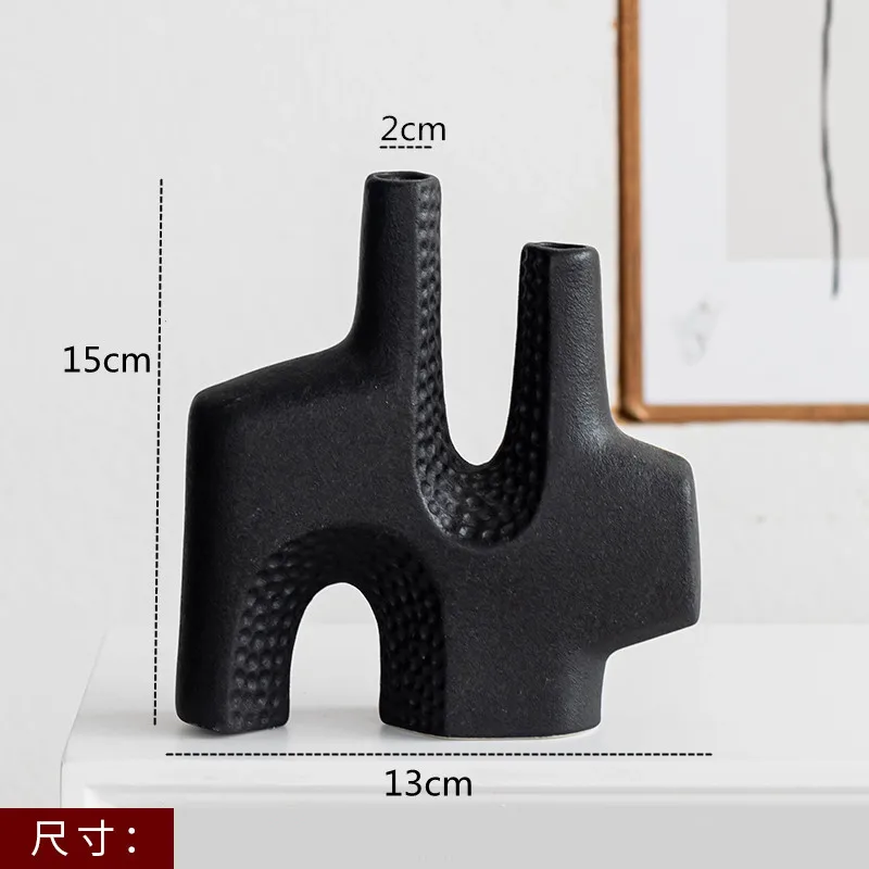 Nordic decoração casa vaso de flores preto e branco arte cerâmica minimalismo flores secas arranjo acessórios b & b ornamento: ROXO