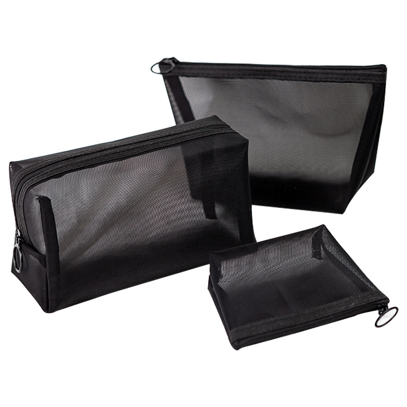 Makeup Bags Women Transparent Mesh Balck Cosmetics Case Cosmetic Brushes Tools Storage Bag Travel Toiletry Organizer Pouch
