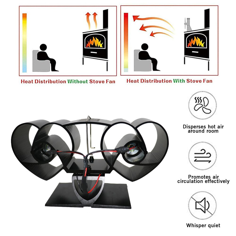 8 Blade Fireplace Fan Wood Burning Real Power Fireplace Small Fan Energy Saving Thermal Power Fireplace Fan